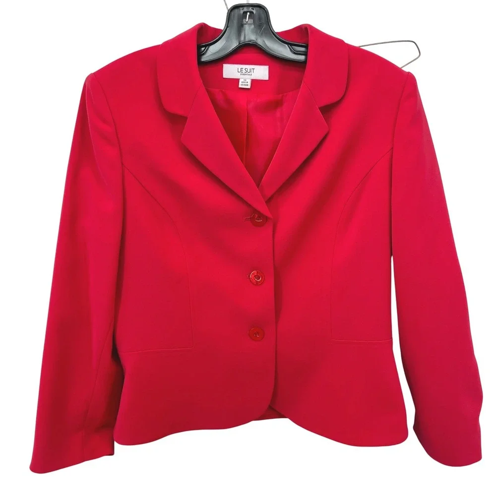 LE SUIT Essentials Pink‎ Blazer Skirt Suit Set Women's Size 14 Two Pc B